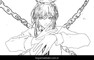 Chainsaw Man boyama sayfası – boyama etkinliği, çocuk aktivitesi