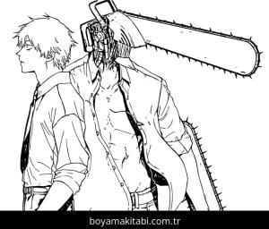 Chainsaw Man boyama sayfası – PDF indir, sevimli karakter
