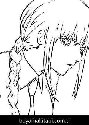 Chainsaw Man boyama sayfası – sevimli karakter, sanatsal çalışma