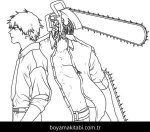Chainsaw Man boyama sayfası – boyama çalışması, yaratıcılığı geliştirir