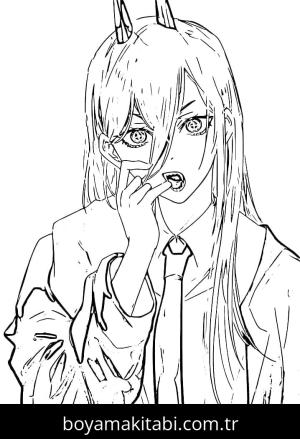 Chainsaw Man boyama sayfası – eğitici aktivite, yaratıcılık