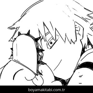 Chainsaw Man boyama sayfası – basit çizim, kolay boyama