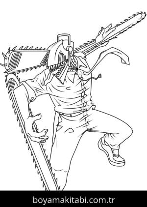 Chainsaw Man boyama sayfası – sanatsal çalışma, çocuklar için