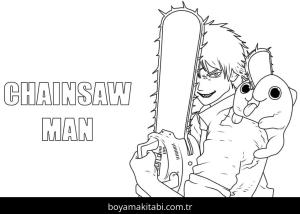 Chainsaw Man boyama sayfası – çizgi film temalı, basit çizim