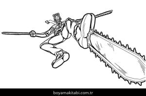 Chainsaw Man boyama sayfası – sanatsal çalışma, çocuklar için