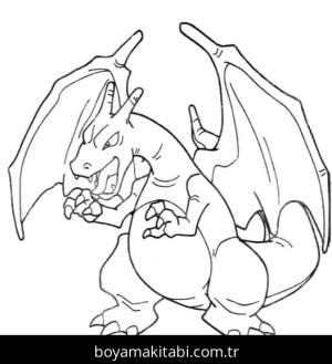 Charizard boyama sayfası – el becerilerini geliştirir, boyama çalışması