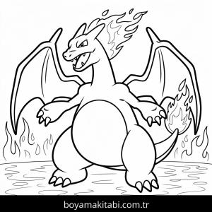 Charizard boyama sayfası – okul öncesi, evde etkinlik