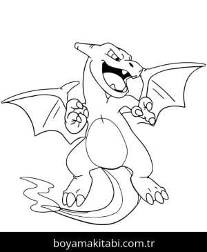 Charizard boyama sayfası – PDF indir, sevimli karakter