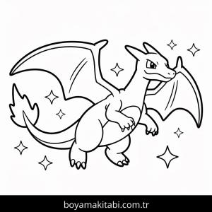 Charizard boyama sayfası – eğlenceli etkinlik, el becerilerini geliştirir