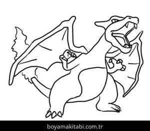 Charizard boyama sayfası – kolay boyama, eğitici aktivite