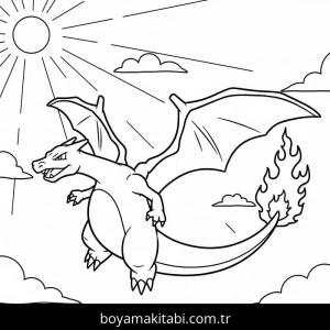 Charizard boyama sayfası – okul öncesi, evde etkinlik