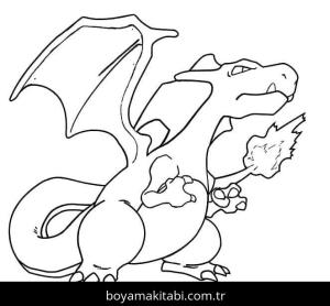 Charizard boyama sayfası – renkli çizimler, okul öncesi