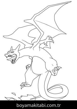 Charizard boyama sayfası – kolay boyama, eğitici aktivite