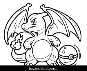 Charizard boyama sayfası – sanatsal çalışma, çocuklar için