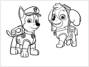 Chase Paw Patrol boyama sayfası,  coloring page, Yazdırılabilir Chase ve Skye Paw Patrol, 