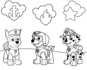 Chase Paw Patrol boyama sayfası,  coloring page, Chase, Zuma ve Marshall, 