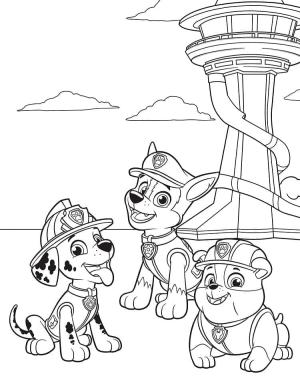 Chase Paw Patrol boyama sayfası,  coloring page, Marshall, Chase ve Rubble, 