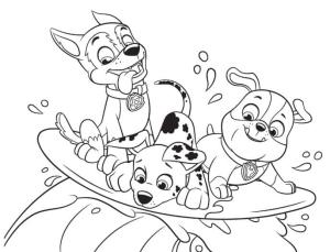 Chase Paw Patrol boyama sayfası,  coloring page, Chase, Marshall ve Rubble, 