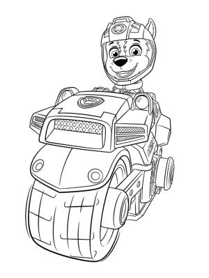 Chase Paw Patrol boyama sayfası,  coloring page, Chase motosikletli, 