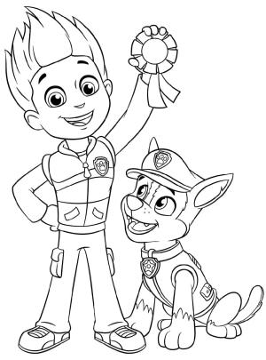 Chase Paw Patrol boyama sayfası,  coloring page, Ryder ve Chase ücretsiz resim, 