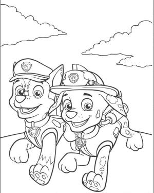 Chase Paw Patrol boyama sayfası,  coloring page, Marshall ve Chase Paw Patrol, 