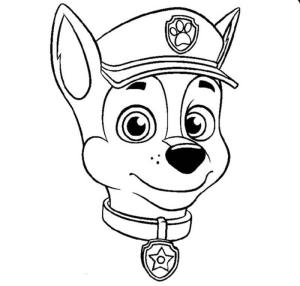 Chase Paw Patrol boyama sayfası,  coloring page, Chase’nin yüzü, 