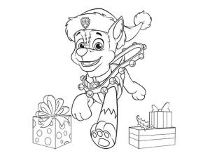 Chase Paw Patrol boyama sayfası,  coloring page, Noel’de Chase, 