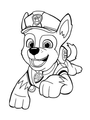 Chase Paw Patrol boyama sayfası,  coloring page, Chase mutlu, 