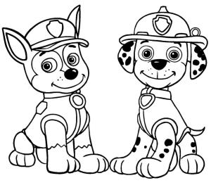 Chase Paw Patrol boyama sayfası,  coloring page, Chase ve Marshall Paw Patrol, 