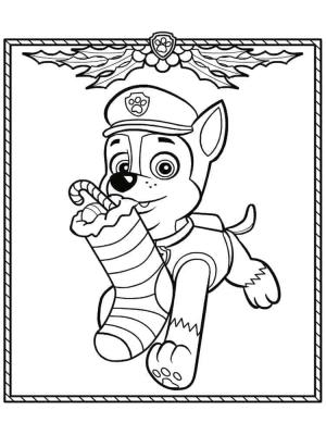 Chase Paw Patrol boyama sayfası,  coloring page, Chase Paw Patrol Noel’de, 