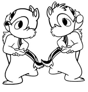 Chi İle Dale boyama sayfası,  coloring page, Chip, Dale Sırt Sırta, 