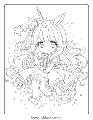 Chibi boyama sayfası – boyama çalışması, yaratıcılığı geliştirir