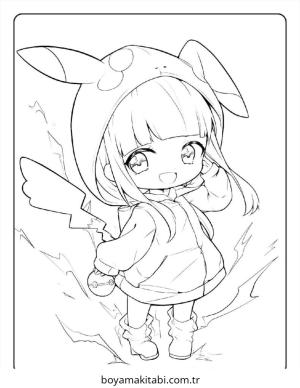 Chibi boyama sayfası – renkli çizimler, okul öncesi