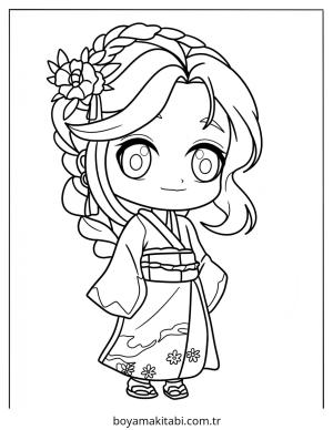 Chibi boyama sayfası – kolay boyama, eğitici aktivite