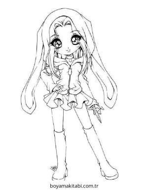 Chibi boyama sayfası – basit çizim, kolay boyama