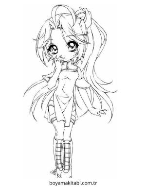 Chibi boyama sayfası – basit çizim, kolay boyama