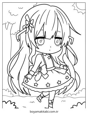 Chibi boyama sayfası – PDF indir, sevimli karakter