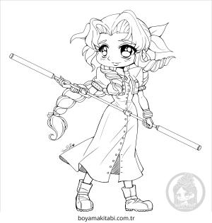 Chibi boyama sayfası – kolay boyama, eğitici aktivite