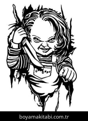 Chucky boyama sayfası – çocuk aktivitesi, PDF indir