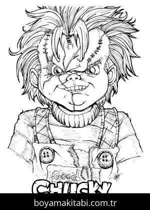 Chucky boyama sayfası – eğlenceli etkinlik, el becerilerini geliştirir