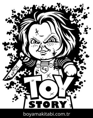 Chucky boyama sayfası – sevimli karakter, sanatsal çalışma