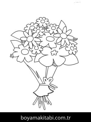 Çiçek Buketi boyama sayfası – renkli çizimler, okul öncesi
