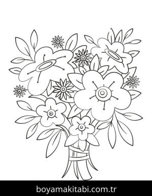 Çiçek Buketi boyama sayfası – boyama etkinliği, çocuk aktivitesi