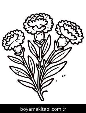 Çiçek Buketi boyama sayfası – sevimli karakter, sanatsal çalışma