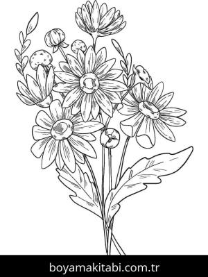 Çiçek Buketi boyama sayfası – boyama çalışması, yaratıcılığı geliştirir