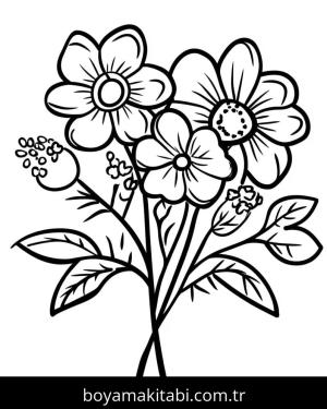 Çiçek Buketi boyama sayfası – çocuklar için, çizgi film temalı