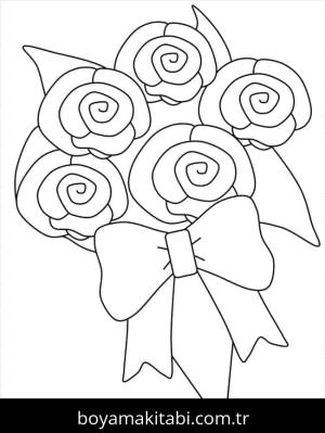 Çiçek Buketi boyama sayfası – eğitici aktivite, yaratıcılık