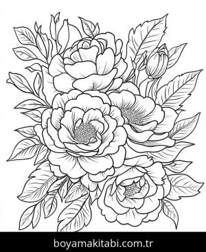Çiçek Buketi boyama sayfası – eğitici aktivite, yaratıcılık