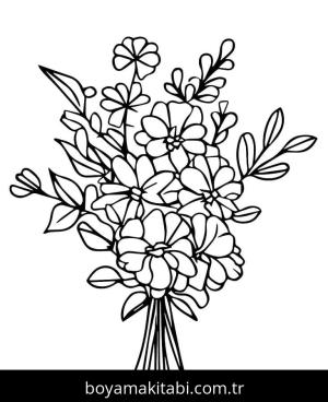 Çiçek Buketi boyama sayfası – okul öncesi, evde etkinlik