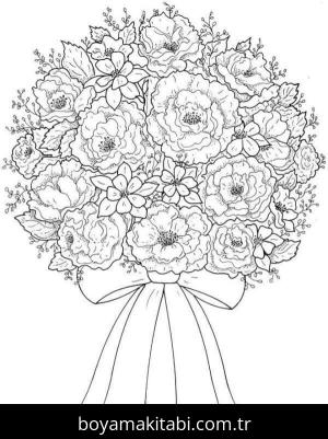 Çiçek Buketi boyama sayfası – kolay boyama, eğitici aktivite